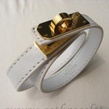 Faux Cheap Hermes Rivale Double Wrap Bracelet White With Gold