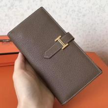 Best Replica Hermes Taupe Clemence Bearn Gusset Wallet